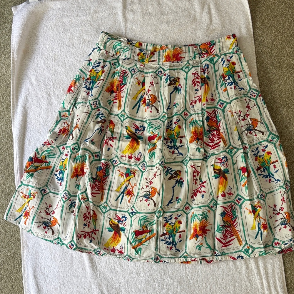 Tropical Print A-Line Skirt